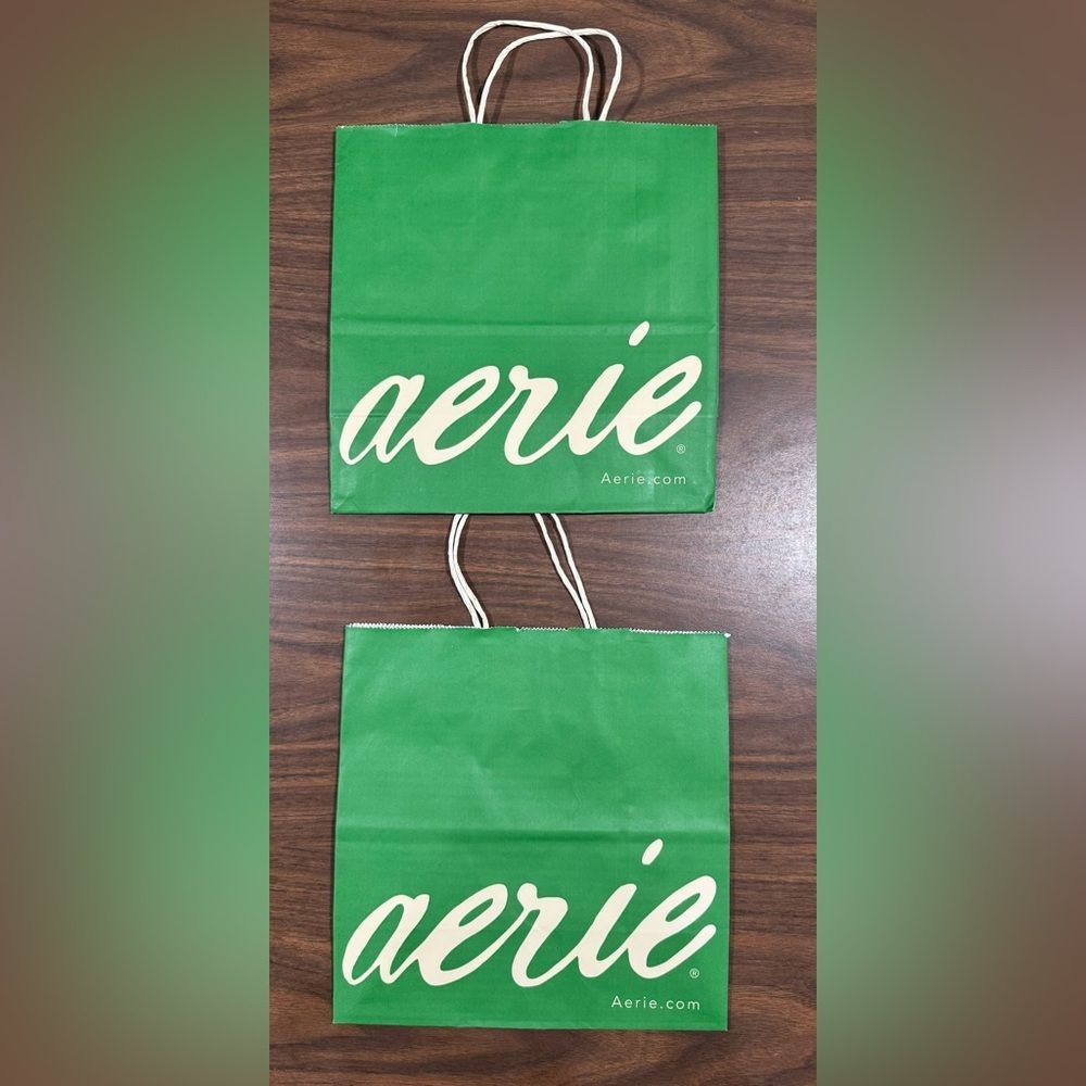 2 Aerie green shopping bags